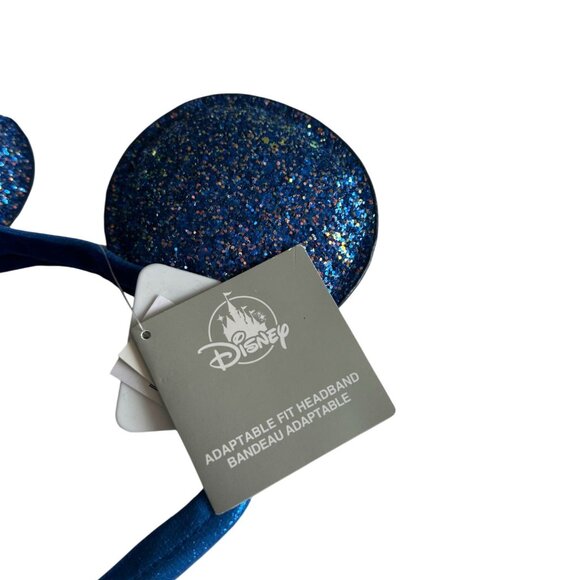 DISNEY Parks Blue Glitter Adjustable Headband Mouse Ears NEW with tags - Picture 3 of 4